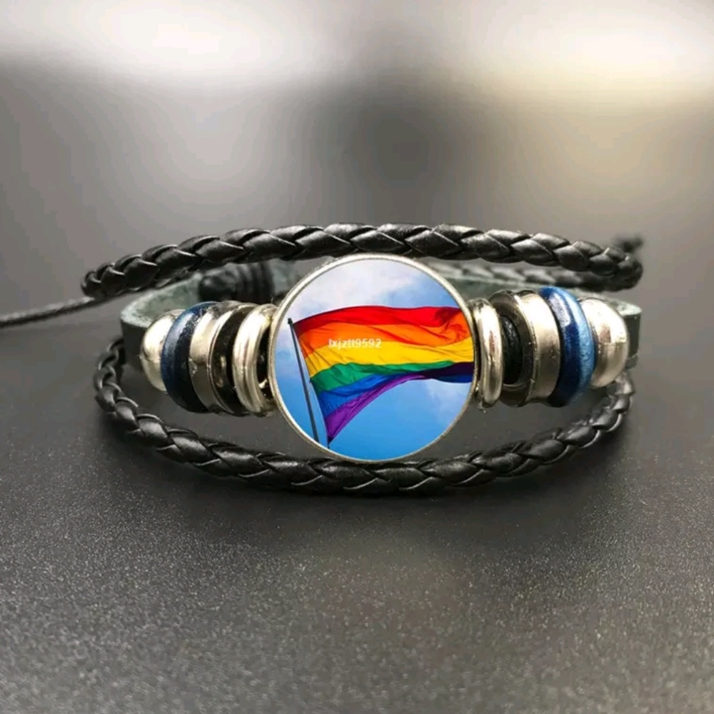 Pride Rainbow LGBTQ Leather Banded Bracelet